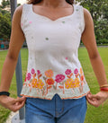 white floral embroidered vest top